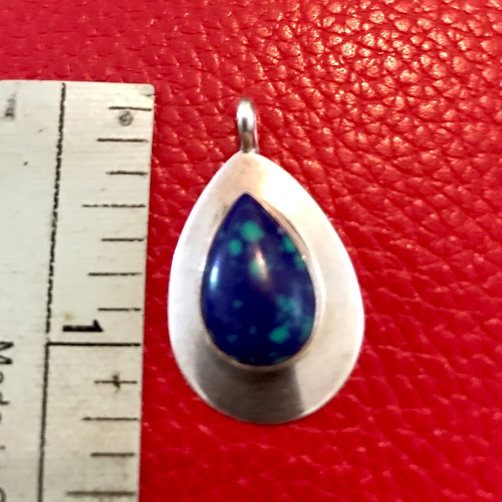 Older vintage Azurite sterling pendant signed Sterling SJ probably navajo